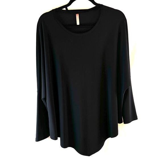 Last Tango Black Tunic Top Small USA-Made  Drop sleeve Y2K Stretch Minimalist - Picture 1 of 3